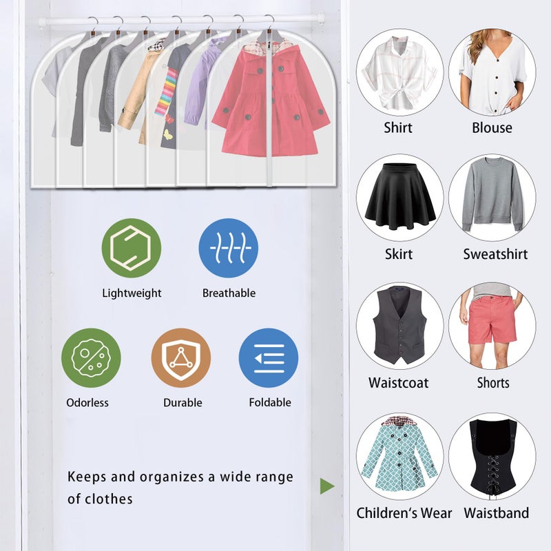 VOSIGREEN Dust Proof Garment Bags 7 Piece Set - 31 Inch Translucent Garment Covers with Full-Length Zipper for Closet Clothes Storage and Travel. Bonus: 5 Natural Cedar Ball. - Image 3